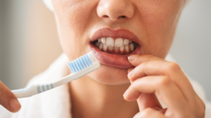 a close-up of a patient’s gums
